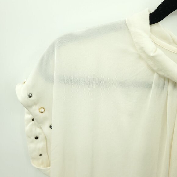 Sandro Sandro Paris Courbe Studded Blouse Top 6US/2/M White Cotton - Picture 4 of 14